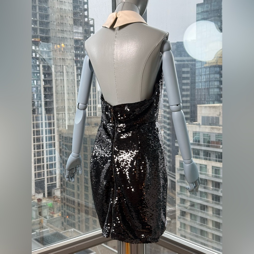 🆕 BRONX & BANCO 🧿 NWOT Wednesday Black Sequin Halterneck Mini Dress Sz M US 6 - Picture 10 of 16